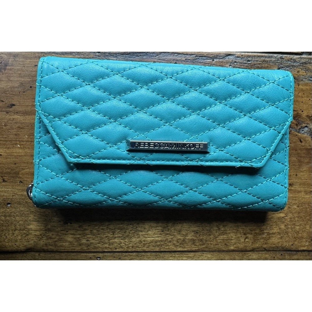 Rebecca Minkoff Quilted Zip-Around Wallet Turquoise